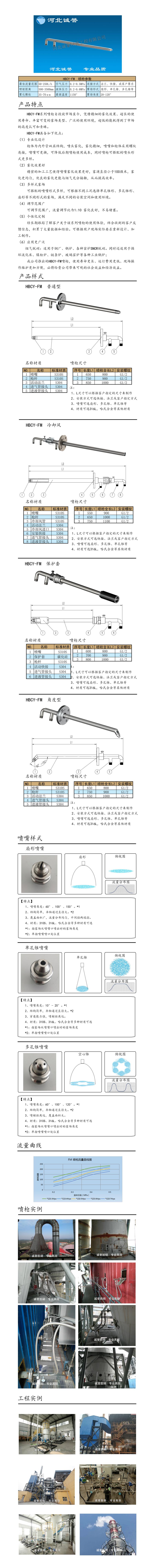 為您提供HBCY-FM-脫硝噴槍保護套、噴槍參數(shù)、材質(zhì)尺寸介紹，流量分布圖、扇形空心錐俯視圖介紹，以及霧化視頻介紹，更多詳細內(nèi)容盡在河北誠譽！